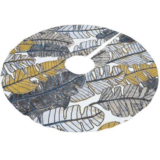 Handgezeichnet: Tropische Blätter Polyester Weihnachtsbaumdecke (Schrägansicht)