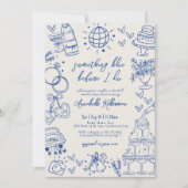 Handgezeichnet Vintag etwas Blaues Brautparty Einladung (Vorderseite)