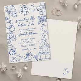 Handgezeichnet Vintag etwas Blaues Brautparty Einladung