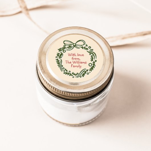 HandGezeichnet Vintag Inspiriert Weihnachtsgeschen Runder Aufkleber