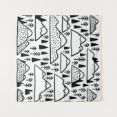 HandGezeichnet Vintage Berge und Bäume. Wandteppich (Vorderseite (Horizontal))