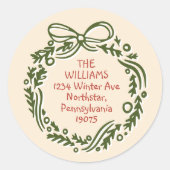 HandGezeichnet Vintage Creme Weihnachten Umschlag Runder Aufkleber (Vorderseite)