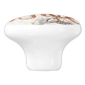 HandGezeichnet Vintage Rote Oktopus-Illustration Keramikknauf (Seitenansicht)