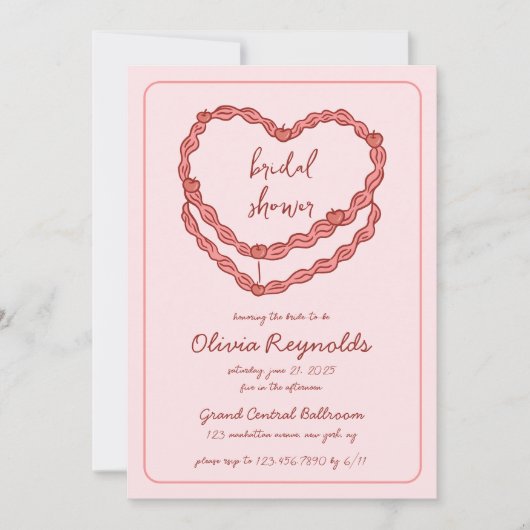 HandGezeichnet Vintages Rosa Brautparty Einladung (Vorderseite)