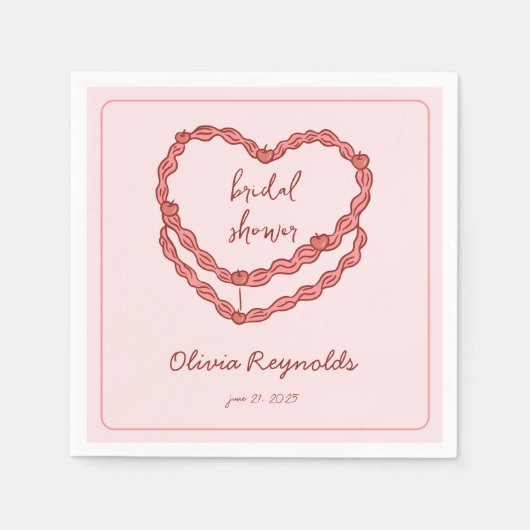 HandGezeichnet Vintages Rosa Brautparty Serviette (Vorderseite)