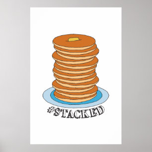 Handgezeichnet Voll Stack Pancakes Clipart Pancake Poster