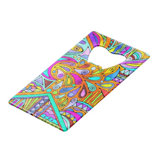 Handgezeichnet von EDDArt - Blah Blah Blah Blah 1 Geldbeutel Flaschenöffner (Vorderseite Schrägansicht)