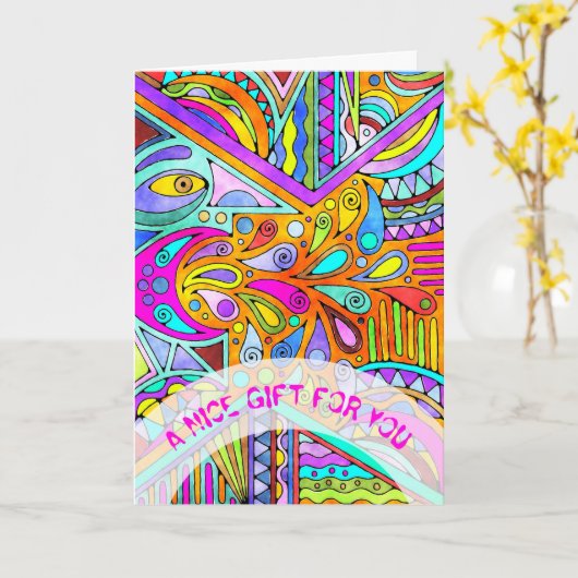 Handgezeichnet von EDDArt - Blah Blah Blah Blah 1 Karte (Gelbe Blume)