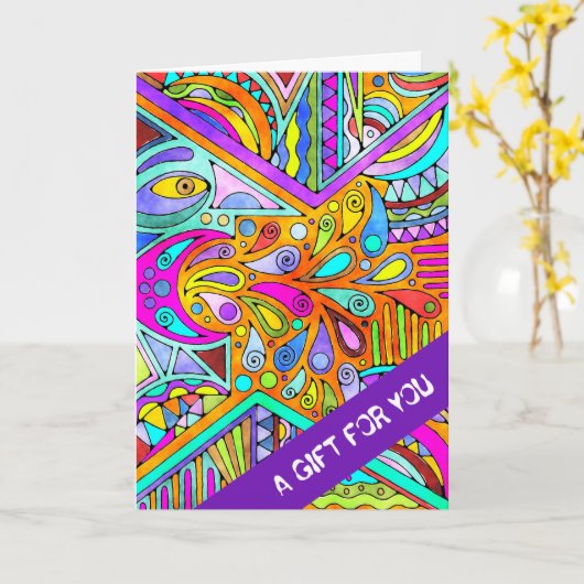 Handgezeichnet von EDDArt - Blah Blah Blah Blah 1 Karte (Gelbe Blume)