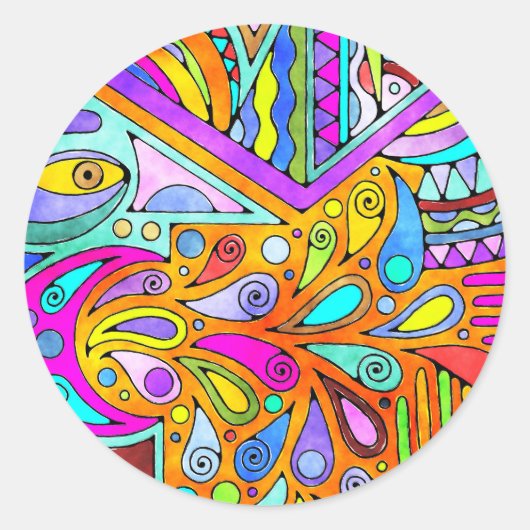 Handgezeichnet von EDDArt - Blah Blah Blah Blah 1 Runder Aufkleber (Vorderseite)