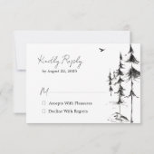 Handgezeichnet Wald- und Bergbau-Hochzeit in Urlau RSVP Karte (Rückseite)