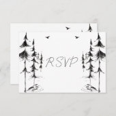Handgezeichnet Wald- und Bergbau-Hochzeit in Urlau RSVP Karte (Vorne/Hinten)