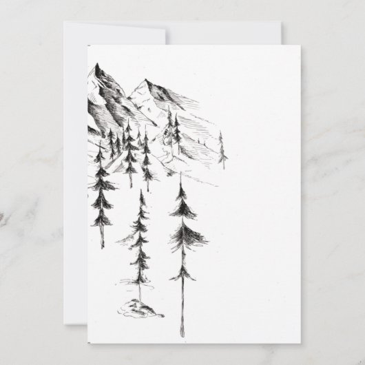 Handgezeichnet Wald- und Bergbau-Hochzeit in Urlau Save The Date (Rückseite)