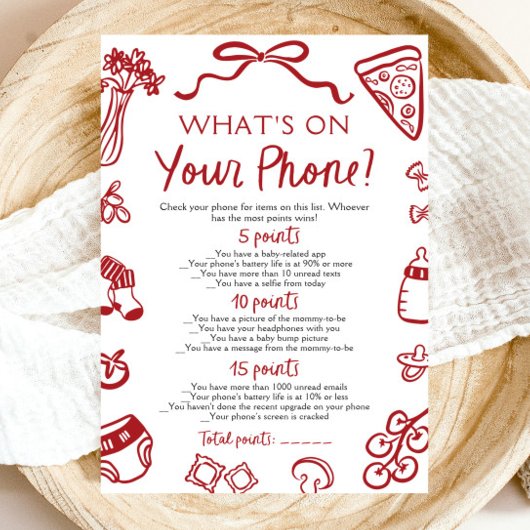 Handgezeichnet Was ist auf Ihrem Handy Baby Shower Einladung