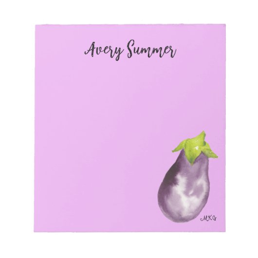 HandGezeichnet Wasserfarben-Eggplant Lila Notizblock (Vorderseite)