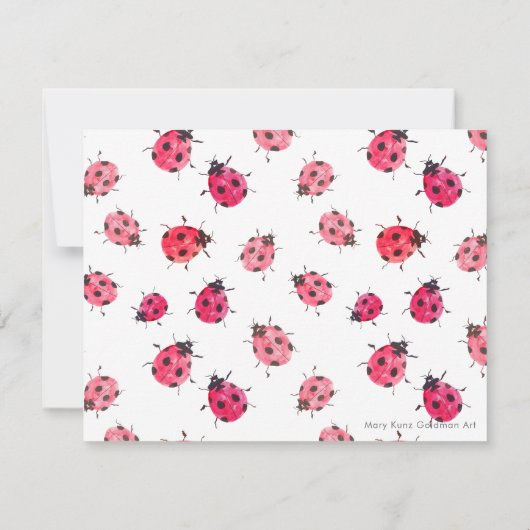 HandGezeichnet Wasserfarbenladybug Whimsical Insek Mitteilungskarte (Rückseite)