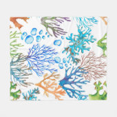 Handgezeichnet Wasserfarbenmuster mit Korallen. Un Fleecedecke (Vorderseite (Horizontal))