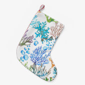 Handgezeichnet Wasserfarbenmuster mit Korallen. Un Kleiner Weihnachtsstrumpf (Vorderansicht (hängend))