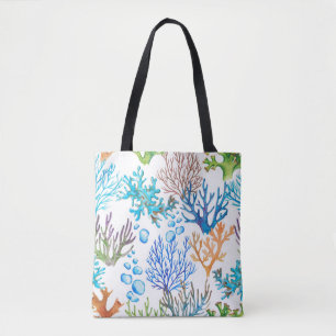 Handgezeichnet Wasserfarbenmuster mit Korallen. Un Tasche