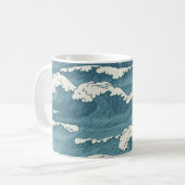 HandGezeichnet Waves Retro-Vintages Muster Kaffeetasse (Vorderseite Links)
