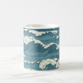 HandGezeichnet Waves Retro-Vintages Muster Kaffeetasse (Mittel)