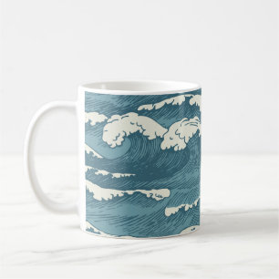 HandGezeichnet Waves Retro-Vintages Muster Kaffeetasse