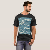 HandGezeichnet Waves Retro-Vintages Muster T-Shirt (Vorne ganz)