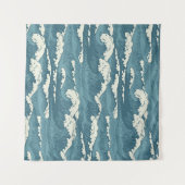 HandGezeichnet Waves Retro-Vintages Muster Wandteppich (Vorderseite (Horizontal))