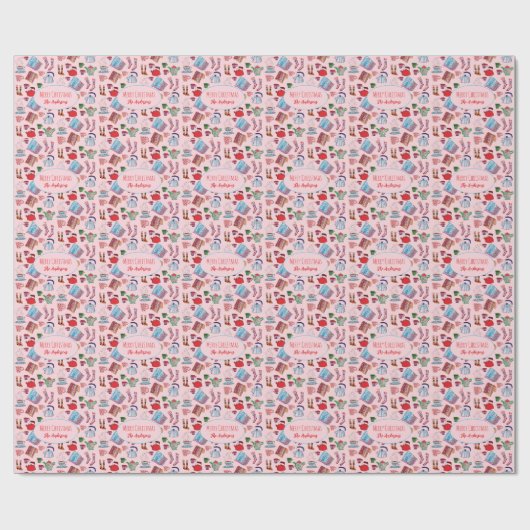 HandGezeichnet Weihnachten Niedlichen Personalisie Geschenkpapier (Flach)