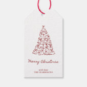 HandGezeichnet Weihnachtsbaum des Roten Bogens Geschenkanhänger (Vorderseite)