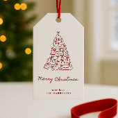 HandGezeichnet Weihnachtsbaum des Roten Bogens Geschenkanhänger