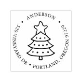 HandGezeichnet Weihnachtsbaum Monogram-Rücksendead Permastempel (Design)