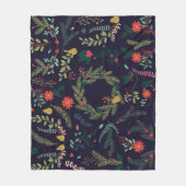 Handgezeichnet Weihnachtsflorale: Vintage Kollekti Fleecedecke (Vorderseite)