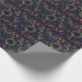 Handgezeichnet Weihnachtsflorale: Vintage Kollekti Geschenkpapier (Ecke)