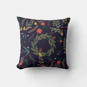 Handgezeichnet Weihnachtsflorale: Vintage Kollekti Kissen