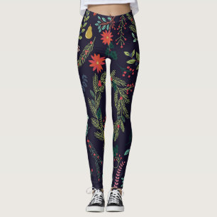 Handgezeichnet Weihnachtsflorale: Vintage Kollekti Leggings