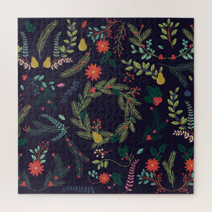 Handgezeichnet Weihnachtsflorale: Vintage Kollekti Puzzle