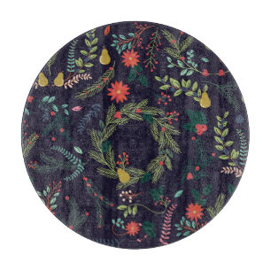 Handgezeichnet Weihnachtsflorale: Vintage Kollekti Schneidebrett
