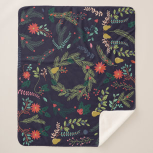 Handgezeichnet Weihnachtsflorale: Vintage Kollekti Sherpadecke