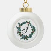 Handgezeichnet Weihnachtskranz, individualisierbar Keramik Kugel-Ornament (Vorderseite)