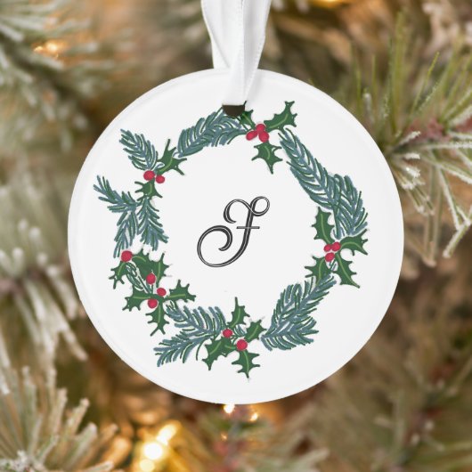 Handgezeichnet Weihnachtskranz, individualisierbar Ornament (Baum)