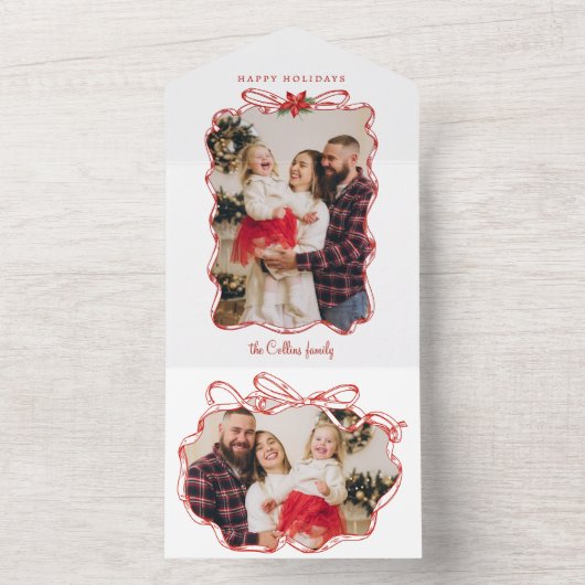 HandGezeichnet Weihnachtsrahmen für das Foto All In One Einladung (Innen Boden)