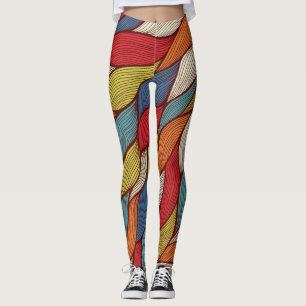 HandGezeichnet Wellen: Abstrakter Nahtloser Hinter Leggings