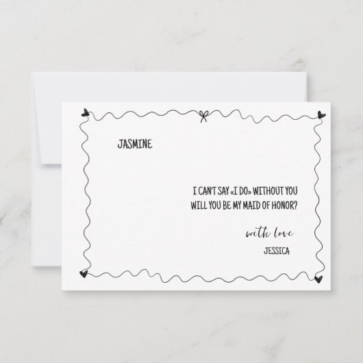 Handgezeichnet werden Sie Trauzeugin Vorschlag Car Einladung (Rückseite)