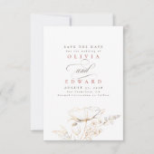Handgezeichnet Wildblumen Dusty Pink Save the Date (Vorderseite)