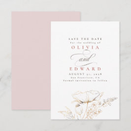 Handgezeichnet Wildblumen Dusty Pink Save the Date