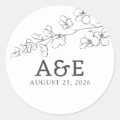 Handgezeichnet Wildblumen Einfach elegant Minimali Runder Aufkleber (Vorderseite)