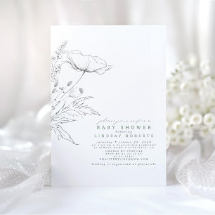 Handgezeichnet Wildblumen Elegant Sage Baby Dusche Einladung