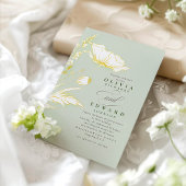 Handgezeichnet Wildblumen Elegante Hochzeit Folieneinladung