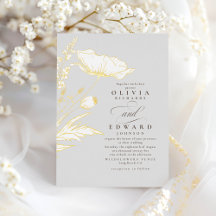 Handgezeichnet Wildblumen Elegante Hochzeit in Gra